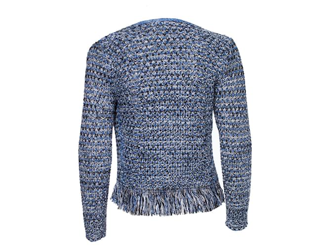 Maje, Gestrickter Fransen-Cardigan mit Lurex. Blau - Ansicht 2
