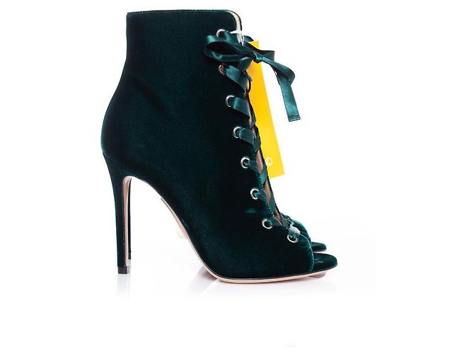 Giuseppe Zanotti, Green velvet ankle boots. - view 5