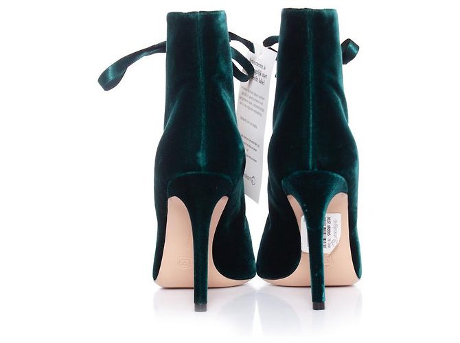 Giuseppe Zanotti, Green velvet ankle boots. - view 6