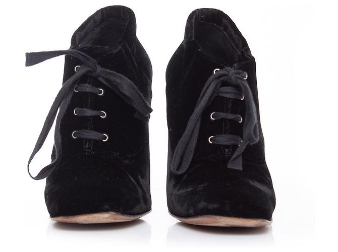 LANVIN, botines de terciopelo con tacón de metal. Negro - vista 4
