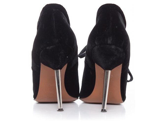 LANVIN, botines de terciopelo con tacón de metal. Negro - vista 6