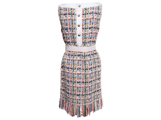 Chanel, Mittellanges Kleid aus Tweed Mehrfarben - Ansicht 2