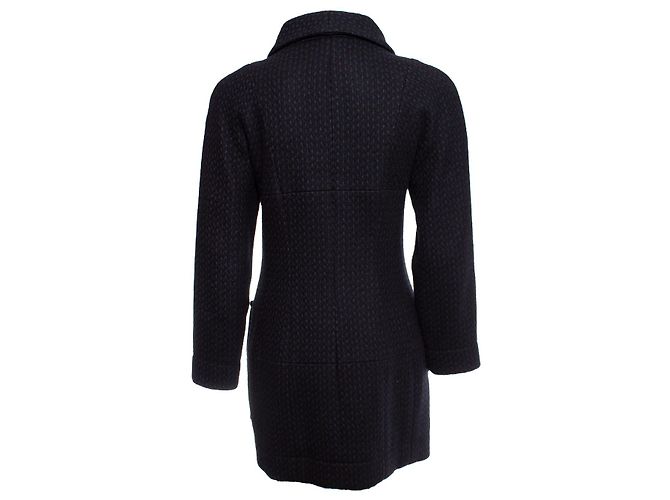 Chanel, schwarzer und blauer Wollmantel. - Ansicht 2