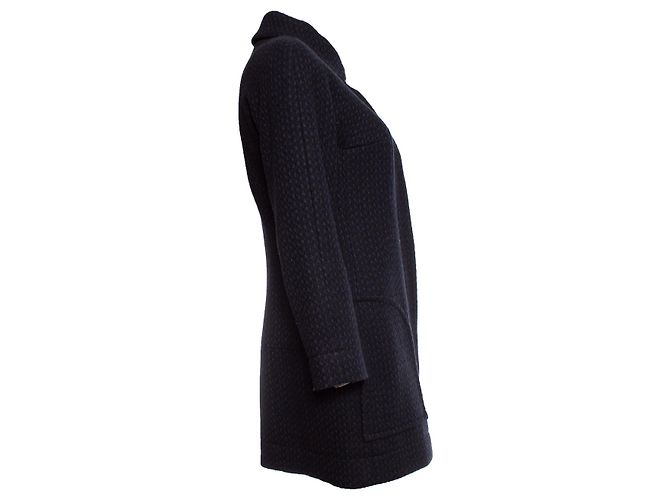 Chanel, schwarzer und blauer Wollmantel. - Ansicht 3