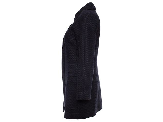 Chanel, schwarzer und blauer Wollmantel. - Ansicht 4