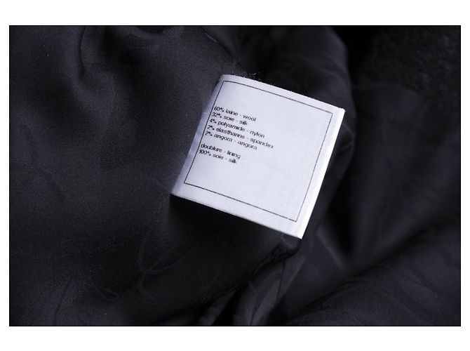Chanel, schwarzer und blauer Wollmantel. - Ansicht 7