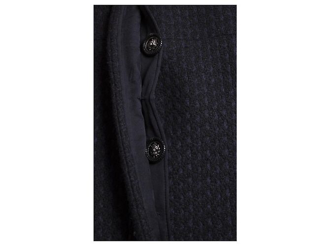 Chanel, schwarzer und blauer Wollmantel. - Ansicht 9