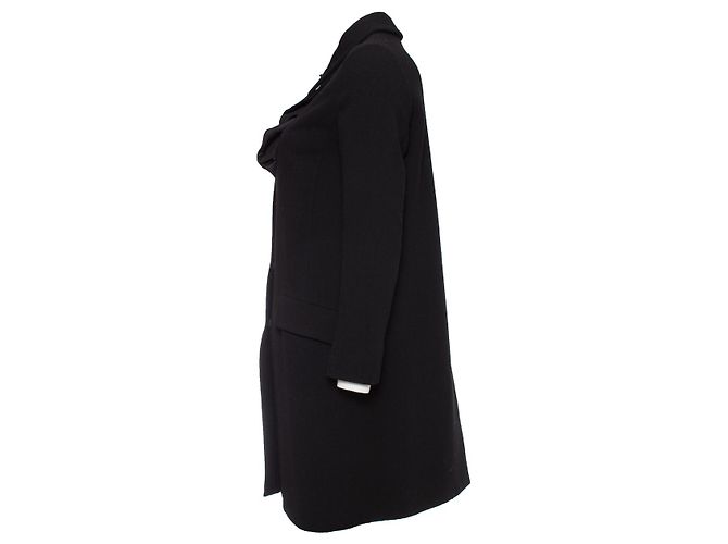miu miu, Schwarzer Wollmantel mit Rüschen - Ansicht 4