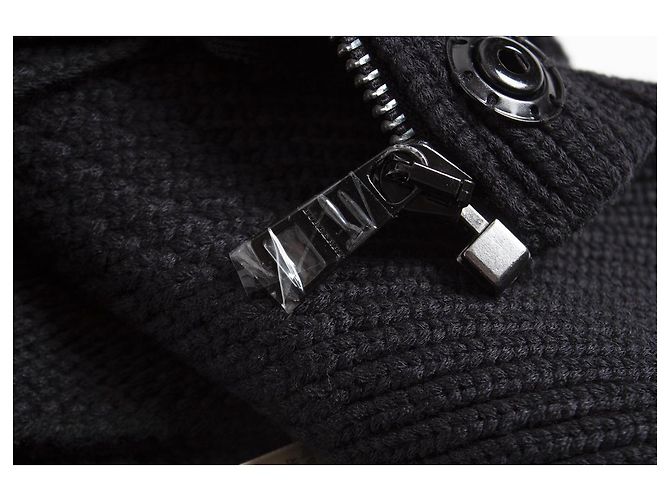 BURBERRY, Gestrickter schwarzer Mantel - Ansicht 8