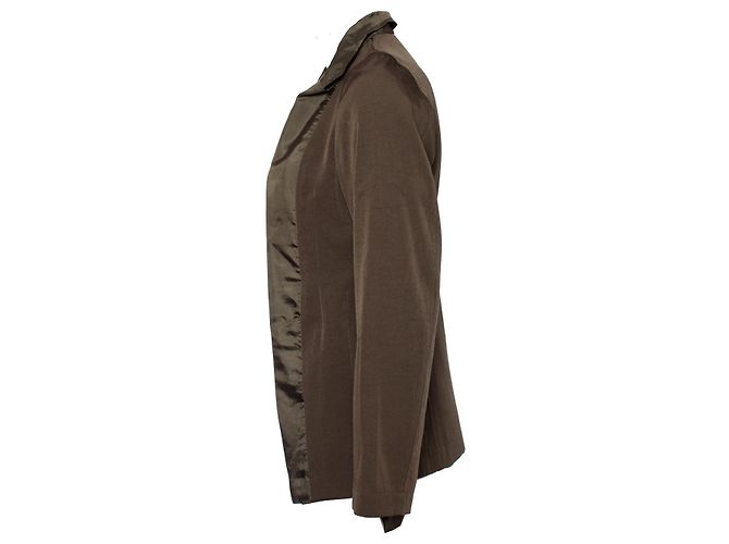 COMME des GARCONS, Grüner Blazer mit Satinbesatz. - Ansicht 3