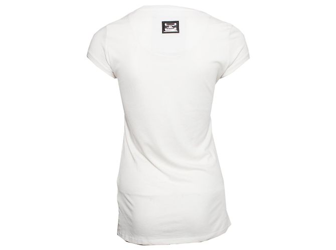 Philipp Plein, Weißes T-Shirt mit Perlen und Steinen. - Ansicht 2
