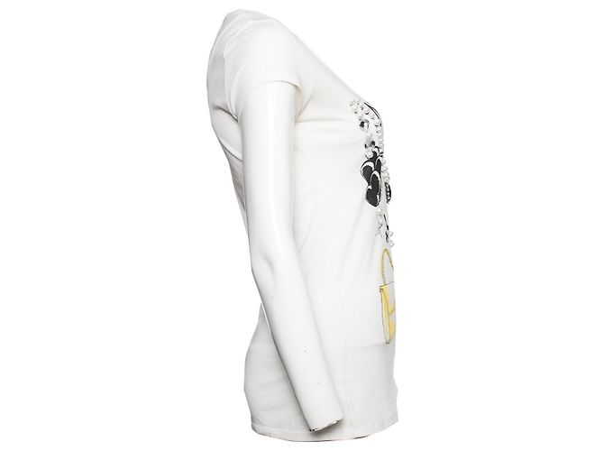 Philipp Plein, Weißes T-Shirt mit Perlen und Steinen. - Ansicht 3