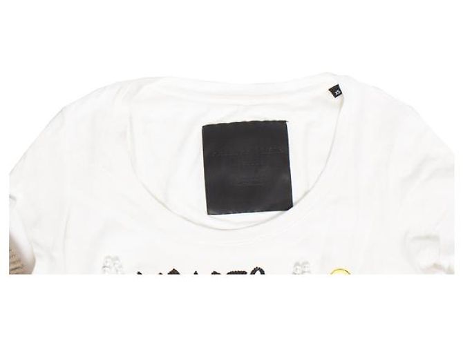 Philipp Plein, Weißes T-Shirt mit Perlen und Steinen. - Ansicht 7