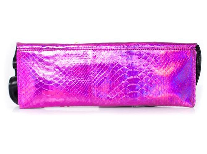 Autre Marque Maison Du Posh, Pochette in pelle di serpente metallizzata in rosa - vista 2