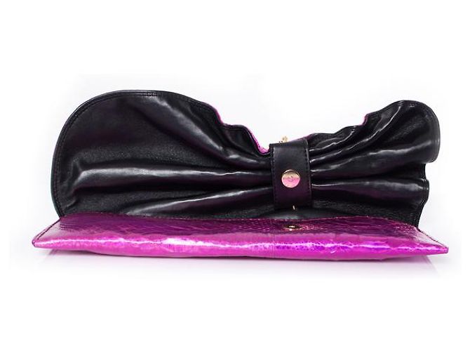 Autre Marque Maison Du Posh, Pochette in pelle di serpente metallizzata in rosa - vista 3