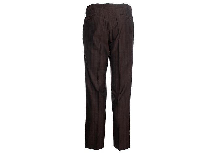 Prada, Pantalón de lana a rayas marrón oscuro. Castaño - vista 2