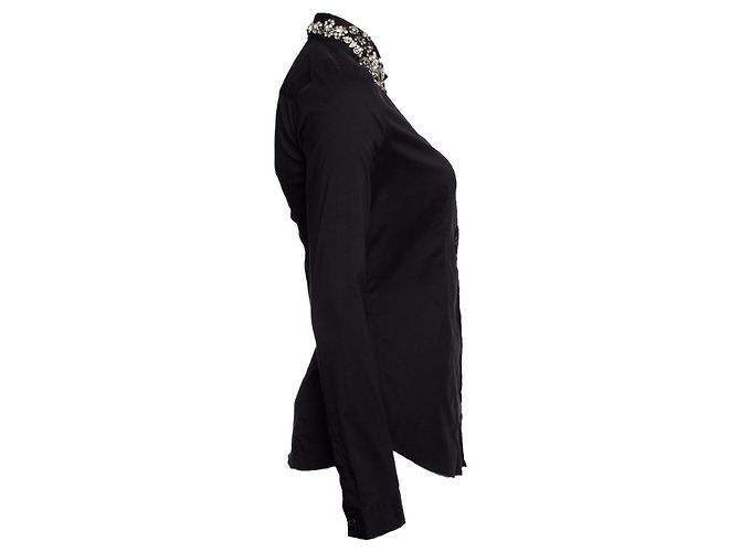 Prada, camisa con piedras en el cuello. Negro - vista 4