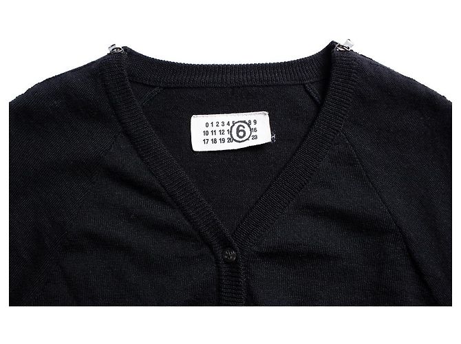 Maison Martin Margiela Maison Margiela, Strickjacke mit silbernen Reißverschlüssen Schwarz - Ansicht 6