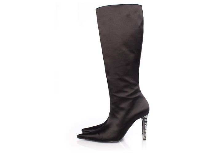 Valentino Garavani, botas de punta satinada Negro - vista 2