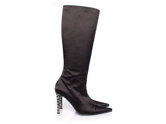 Valentino Garavani, botas de punta satinada Negro - vista 4