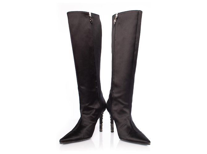 Valentino Garavani, botas de punta satinada Negro - vista 6