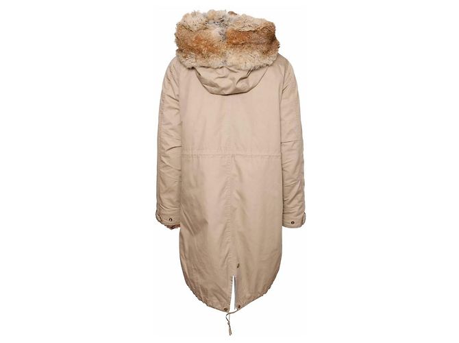 WOOLRICH, Khaki/sandfarbener Kapuzenparka mit herausnehmbarem Fellfutter in Größe S. Braun Grün - Ansicht 3