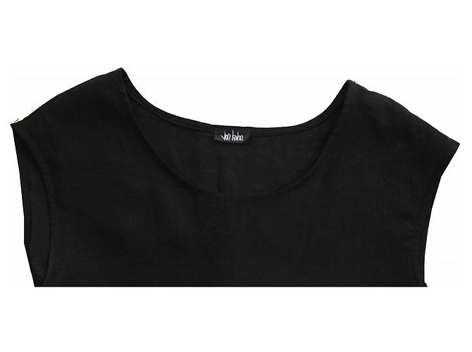 Autre Marque Jen Kahn, Schwarzes Leinenkleid mit 2 Einschubtaschen. - Ansicht 5