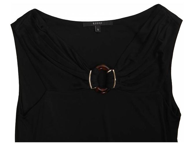 gucci, Abito nero con marrone/ornamento d'oro. - vista 5