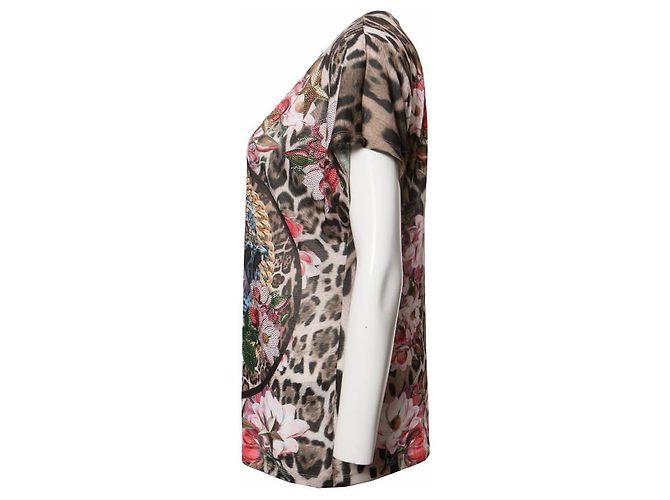 Philipp Plein, T-Shirt mit Leopardenmuster und Steinen. Mehrfarben - Ansicht 2
