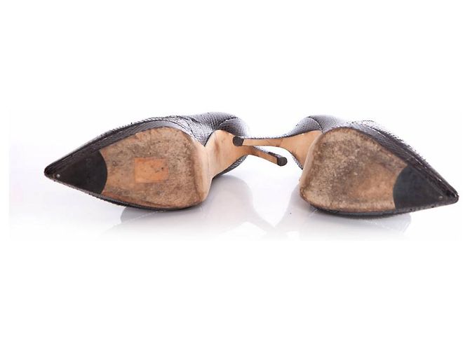 Jimmy Choo, germogli di piattaforma di serpenti d'acqua appuntiti e lucenti. Nero - vista 6