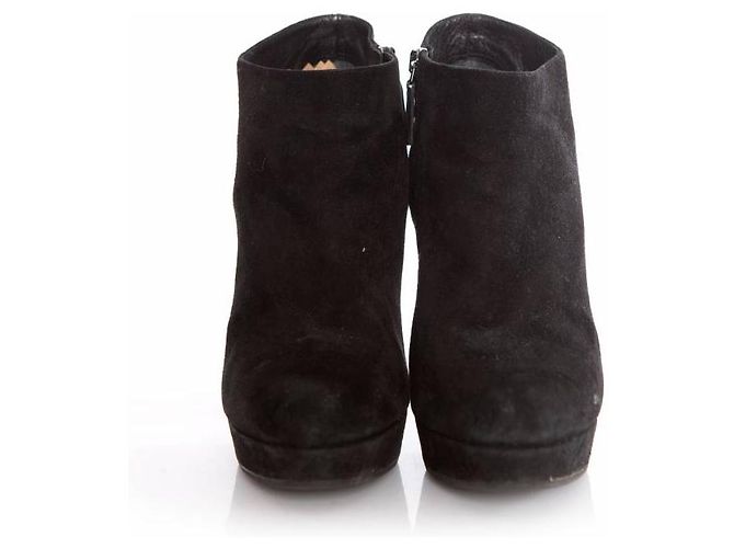 Prada, botas de plataforma de gamuza negra. Negro - vista 4