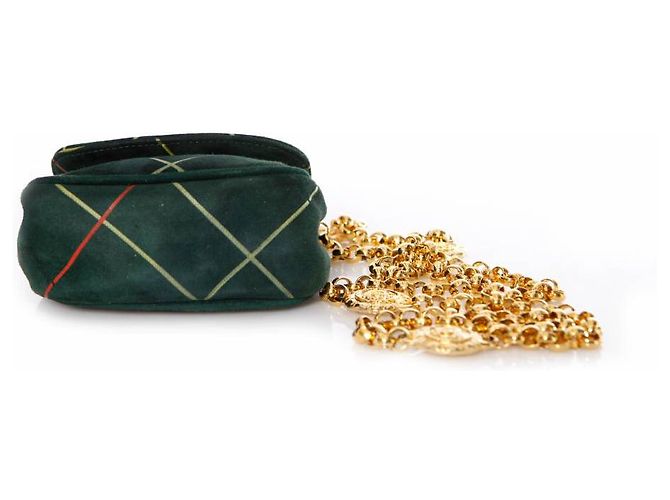 Escada Margeretha Ley, Vintage grüne Wildledertasche mit goldener Kette. - Ansicht 6