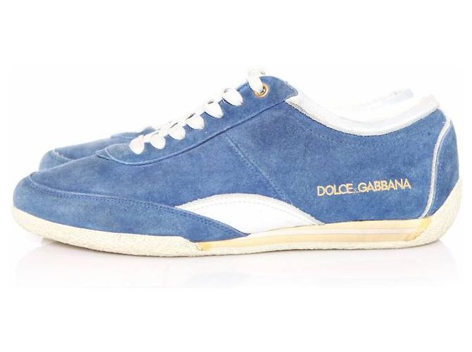 DOLCE & GABBANA, scarpe da ginnastica in camoscio blu. - vista 2