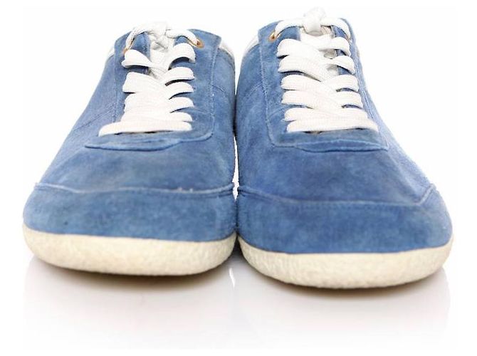 DOLCE & GABBANA, scarpe da ginnastica in camoscio blu. - vista 3