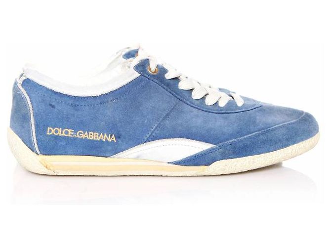 DOLCE & GABBANA, scarpe da ginnastica in camoscio blu. - vista 4