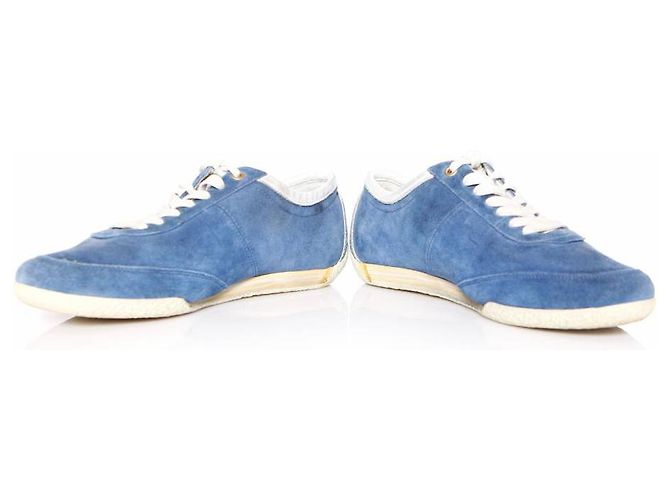 DOLCE & GABBANA, scarpe da ginnastica in camoscio blu. - vista 6