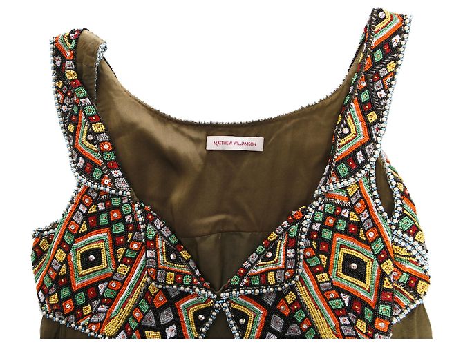 Matthew Williamson Matteo Williamson, abito verde con perline etniche - vista 5
