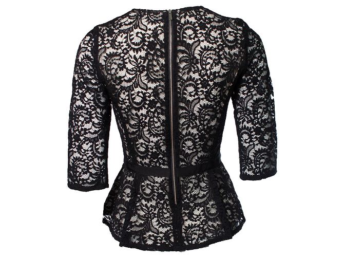 Autre Marque GERARD DAREL, Black lace top with peplum - view 2