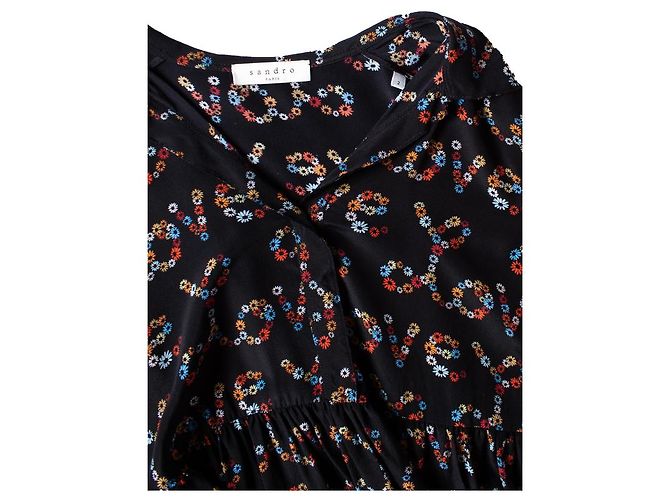 Sandro, Midikleid mit floralem Love-Print Schwarz - Ansicht 6
