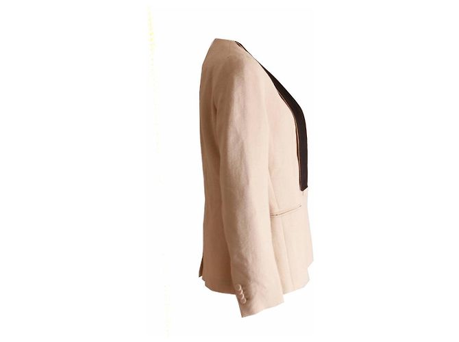 Phillip Lim, Sandfarbener Blazer mit schwarzem Revers 6/S. - Ansicht 4