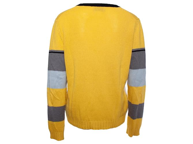 Prada, Kaschmirpullover in Gelb und Grau - Ansicht 2