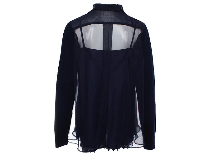 sacai, Top de lana azul con espalda transparente - vista 2