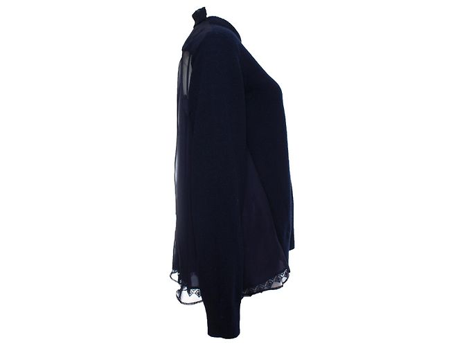 sacai, Top de lana azul con espalda transparente - vista 3