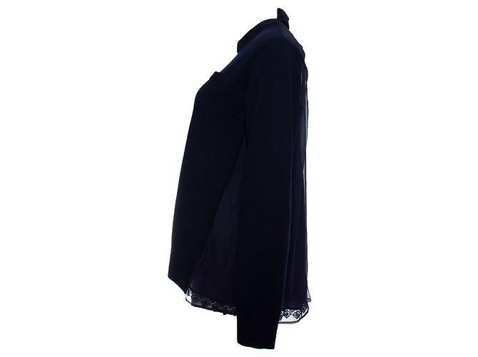 sacai, Top de lana azul con espalda transparente - vista 4