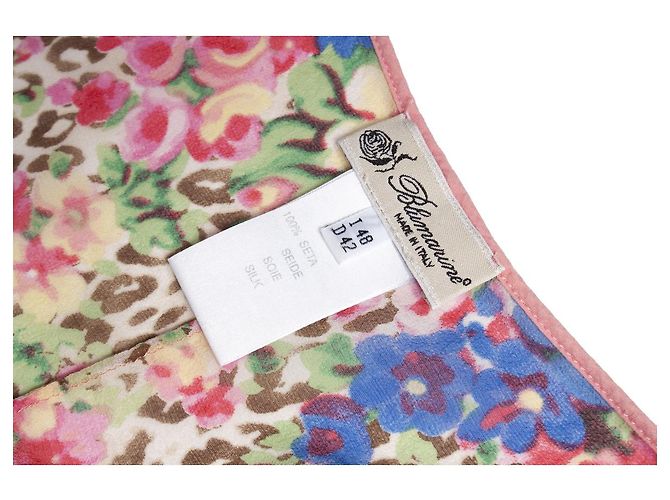 BLUMARINE, Top de seda con estampado de flores y leopardo Multicolor - vista 6