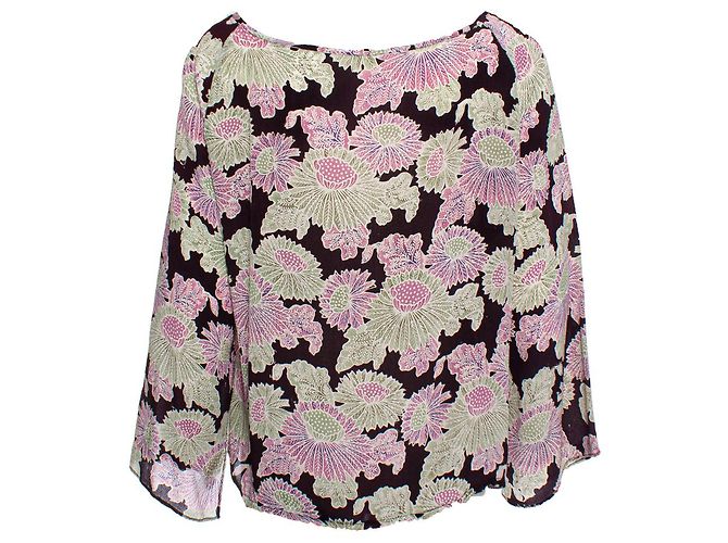 Autre Marque RAYA, top de seda negro con estampado floral Multicolor - vista 2