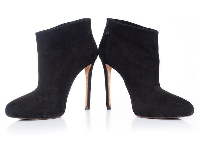 Elisabetta Franchi, Bottines en daim noires - vue 3