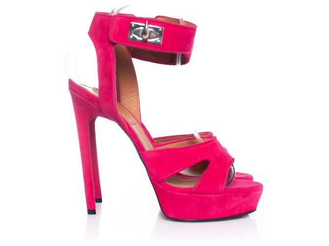GIVENCHY, sandália plataforma tubarão camurça rosa - vista 5