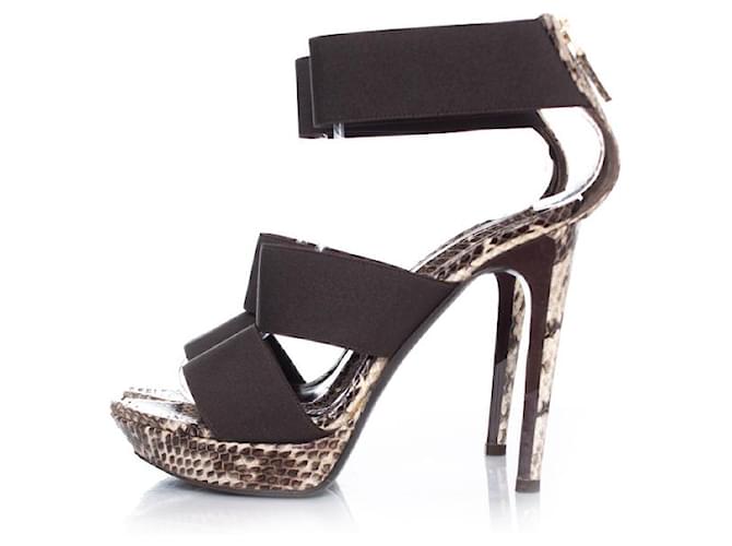Fendi, Python sandal with elastic straps Brown - view 2