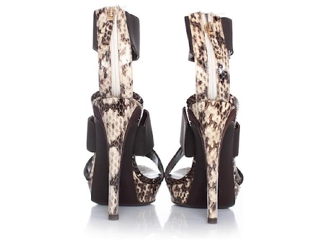 Fendi, Python sandal with elastic straps Brown - view 3